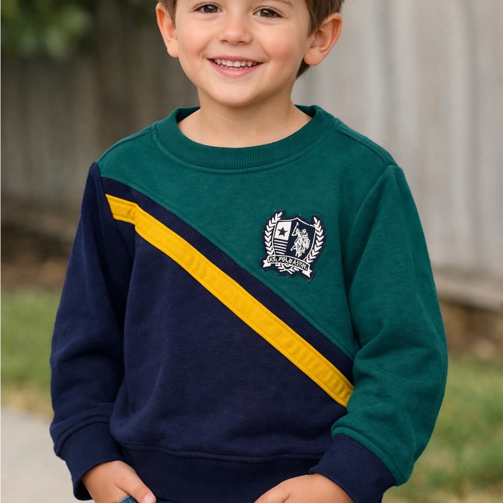 U.S. POLO  ASSN Kids Green and Navy Sweatshirt